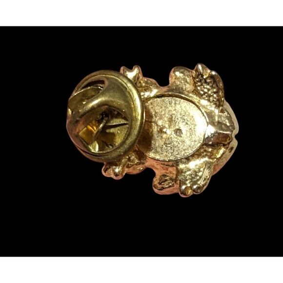 Vintage Gold Tone Faux Pearl Frog Lapel Pin - Picture 3 of 8